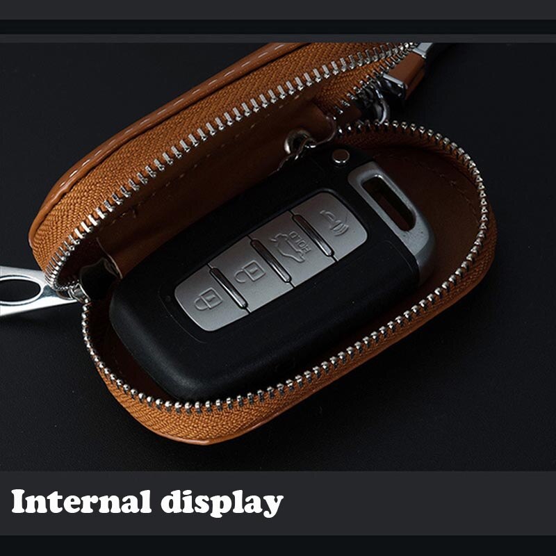 Auto Key Bag Case Wallet Holder Keten Sleutel Portemonnee Ring Collector Huishoudster Pocket Key Organizer Smart Lederen Sleutelhanger