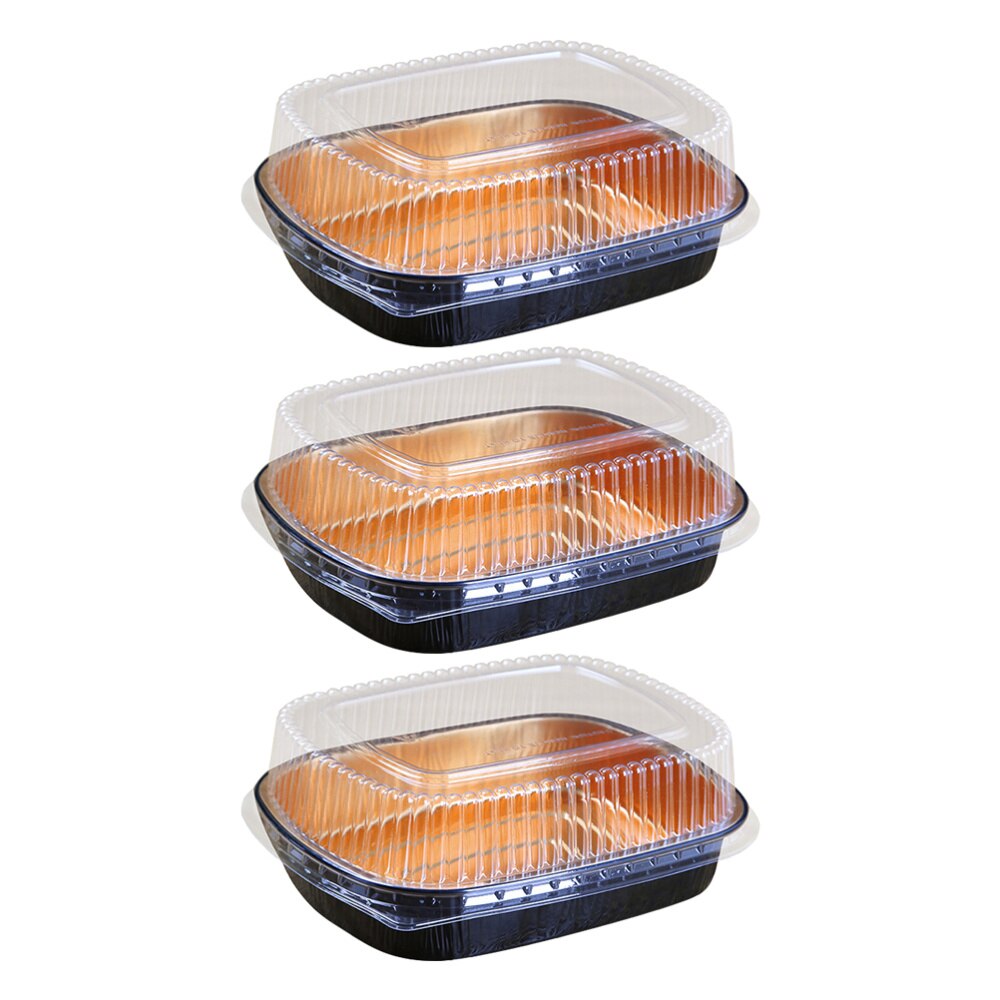 3 Sets Japanese Food High-end Disposable Plate (770ml+Transparent Lid)