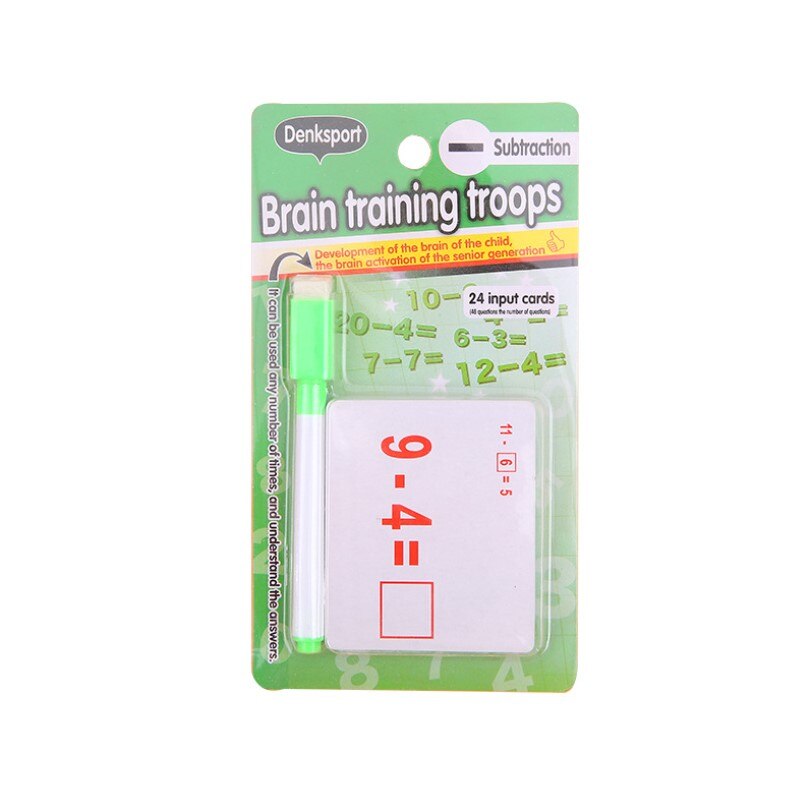 Bambini Matematica Aggiunta Sottrazione Moltiplicazione divisione Inglese Alfabeto Carte Cancellare Penna di Apprendimento Inglese Flash card Giocattolo: Army Green