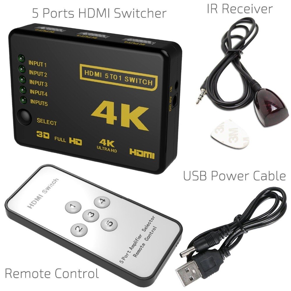 UGREEN HDMI Switch HD Verteiler 3D 4K HDMI Umschalter Manuelle IR
