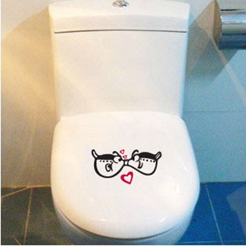 Mignon amour baiser poisson Stickers muraux salle de bains toilette décoration de la maison Pvc art Stickers drôle étanche mural autocollant papier peint