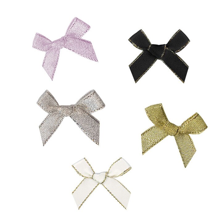 50 Uds. De Color brillo satinado goma de pelo con lazo, suministro artesanal, decoración del banquete de boda, lazos artísticos, accesorios para sombreros de costura, apliques: Mixed color Bows