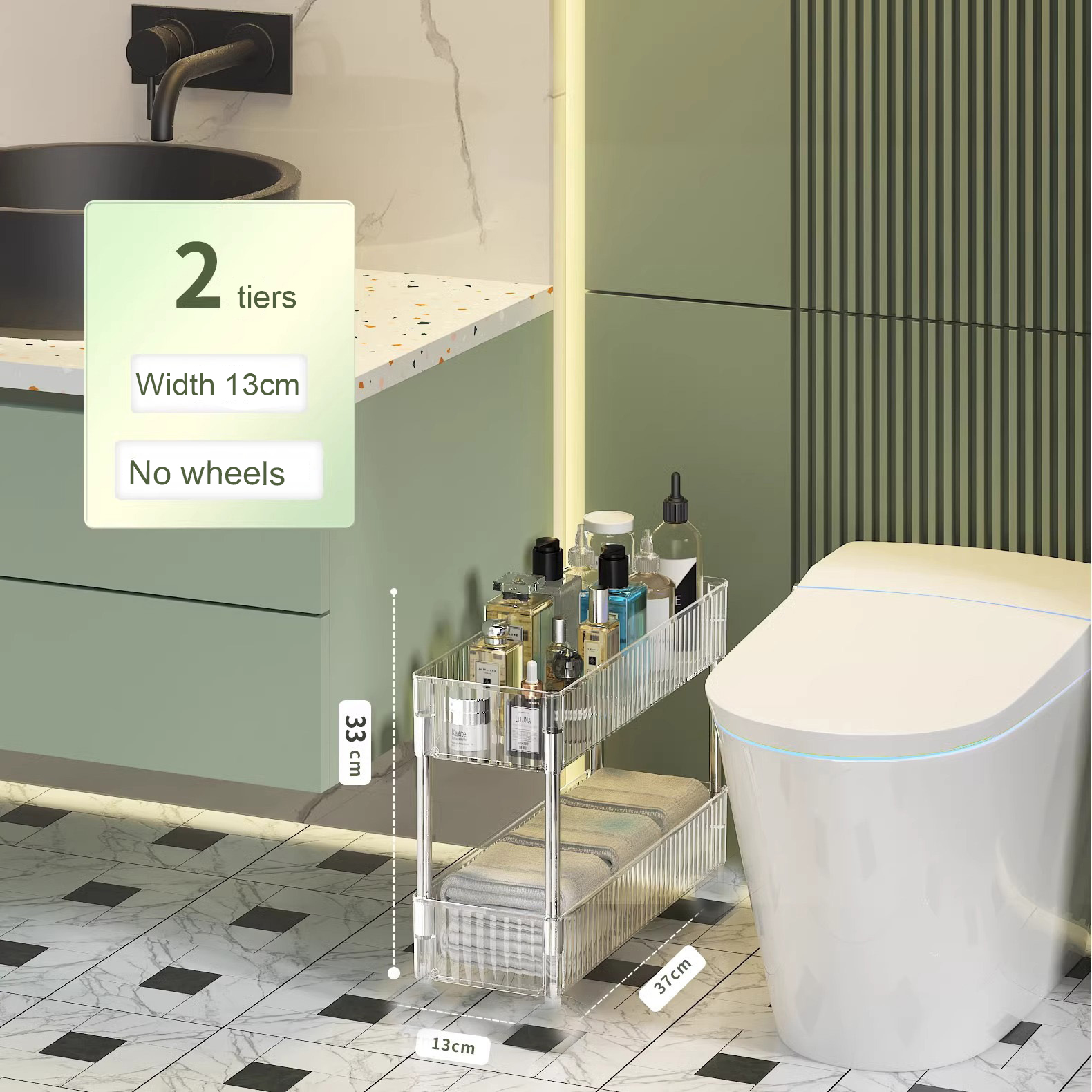 Acryl Helder Trolley Rek Verplaatsbare Rolling Utility Winkelwagen Smalle Kloof Opbergrek Met Wielen Badkamer Verwijderbare Plank 2/3/4 Laag: Brons