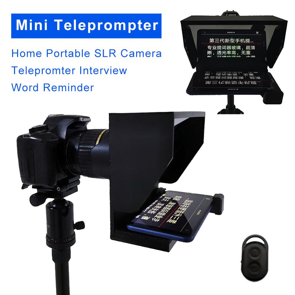 Mini prompteri älypuhelimen kehote kameran dslr-kotikuvaukseen haastattelussa kannettava prompteri kantolaukulla
