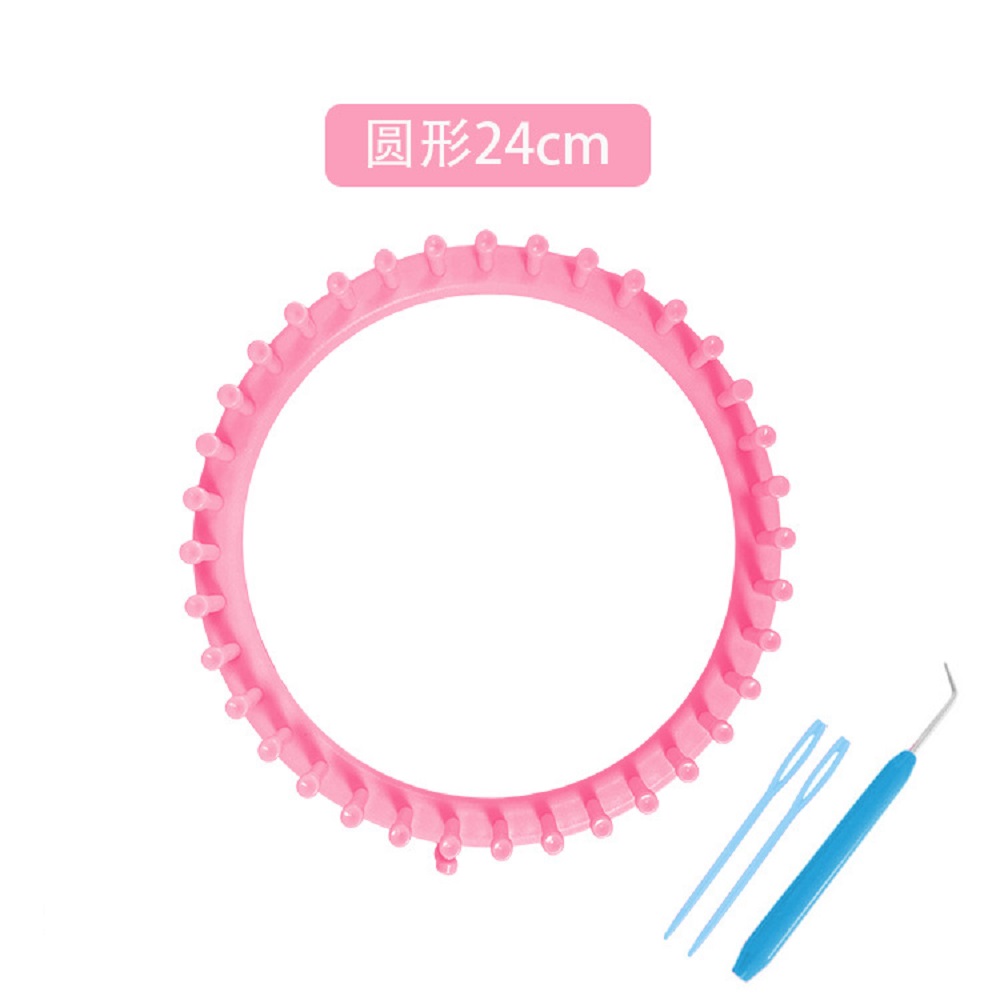 Round Knitting Loom Handmade Weaving Scarf Sweater Hat Shawl Stitching Knitting Machine DIY Handmade Craft Braiding Tool Random: Pink