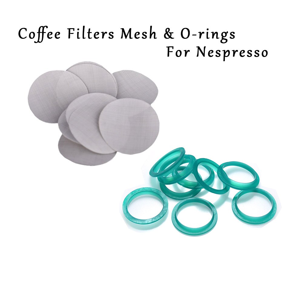 15pcs Siliconen O-ring Vervanging Ring 16PCS Filter Mesh Compatibel Met Nespresso Rvs Hervulbare Koffie Capsules