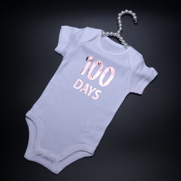 3 Maanden Baby Baby Bodysuit Brief 100 Dagen Baby Jongen Meisje Kleding Sets Wit Katoenen Baby Zomer Kleding Jumpsuit Outfits: Pink 100 Days