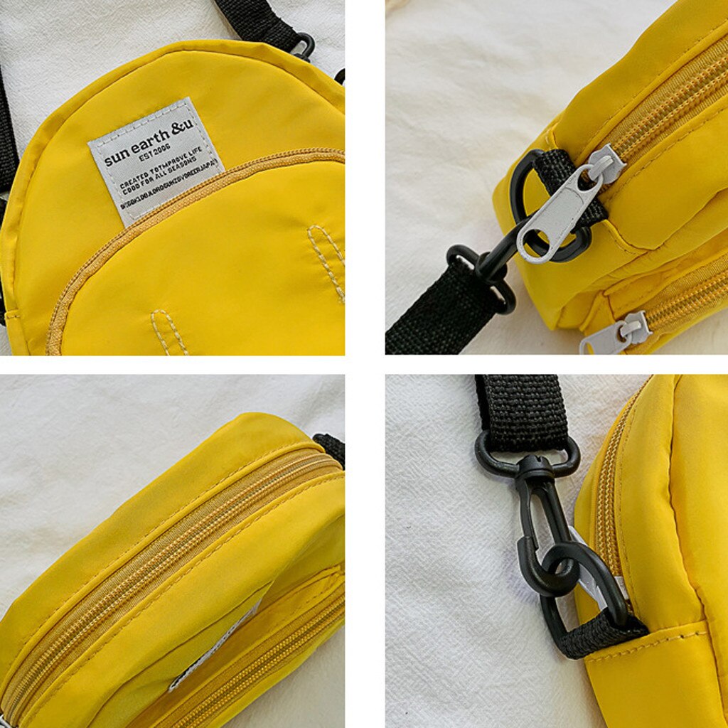 Outdoor Zipper Canvas Messenger Bag Sport Chest Bag Women letter solid Color hip hop bag teenager girls short travel Sac