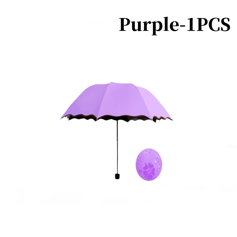 Paraguas para incubar agua, marco de sombrilla de mano, paraguas de viaje para lluvia, protección UV de 3 pliegues, paraguas que cambia de Color: Naranja