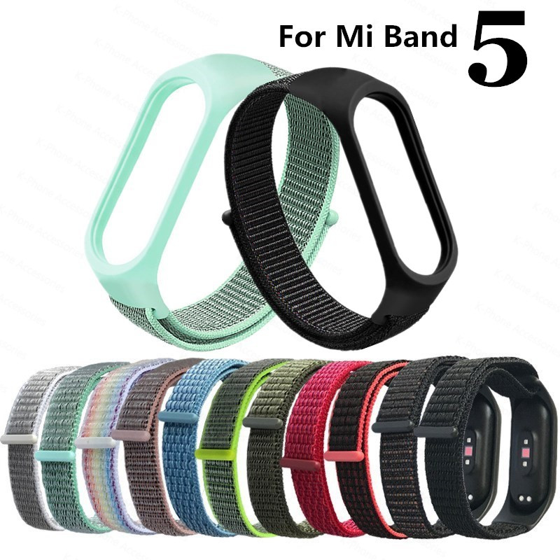 Correa de nailon para Xiaomi Mi band 5, repuesto de pulsera transpirable Xiomi Mi5 NFC, correa para Xiaomi Mi band 5