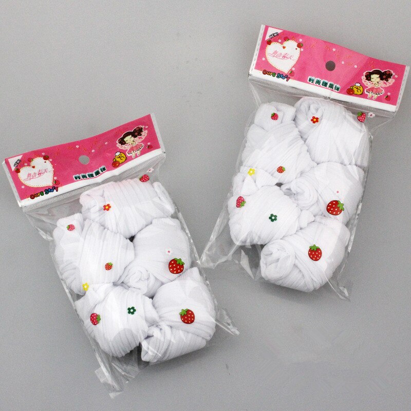 10 par sommer børn forårs korte sokker bomuld børn pige sokker solid infantil ældre pige ånde strømper: Hvid
