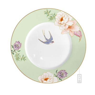 EECAMAIL Bone china British afternoon tea European coffee cup small luxury British tea set ceramic black tea British tea set: 10-INCH PLATE