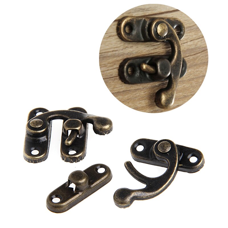 12X Antike Dekorative Schmuck Wein Holzkiste Haspe verriegeln Haken + Schrauben Heißer