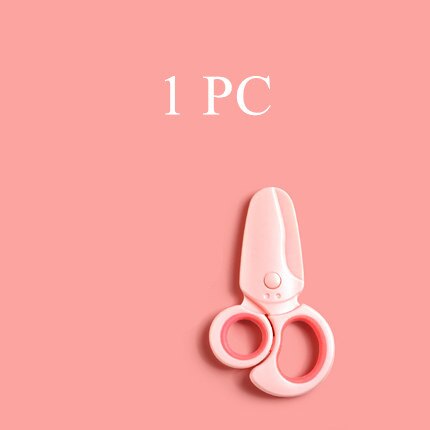 1 Pcs 110mm Pink Blue Mini Safety Round Head Plastic Scissors Student Kids Paper Cutting for Kindergarten School Silicone Handle: Pink
