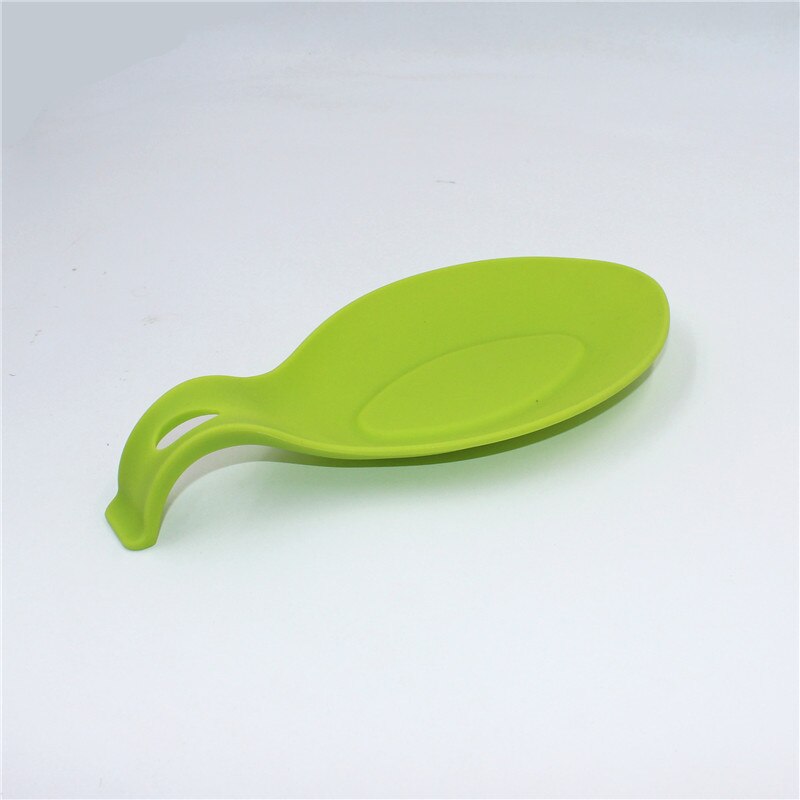 Kitchen Silicone Spoon Rest, Flexible Almond-Shaped, Silicone Kitchen Utensil Rest Ladle Spoon Holder: Green