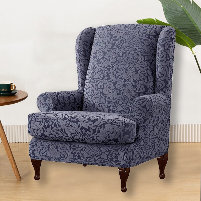 2 Stks/set Elastische Wing Back Stoel Cover Jacquard Bloemen Fauteuil Hoes Wingback Stoel Cover Sofa Hoes Funiture Protector: S1 Wing Chair Cover
