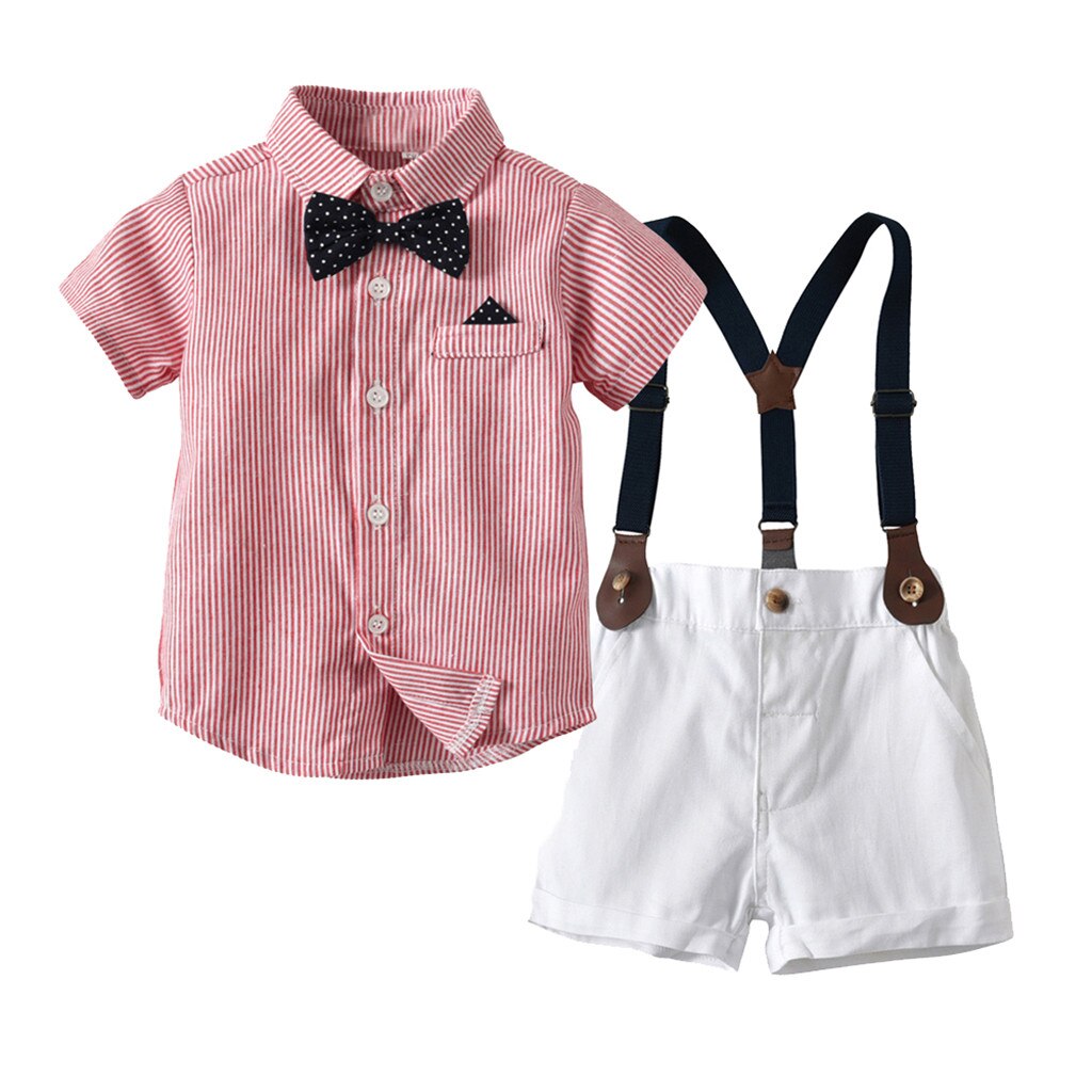 2019 moda NowInfant Bebés Meninos Gentleman Bow Tie T-Shirt Tops + Shorts Macacões Roupas Outfits