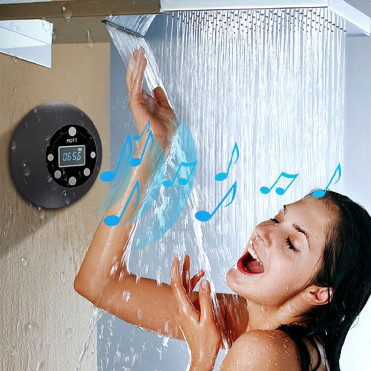 Geluid Kolom Waterdichte Bluetooth Speaker Draadloze Klok Subwoofer Fm Radio Kaart Subwoofer Music Center Douche Luidspreker