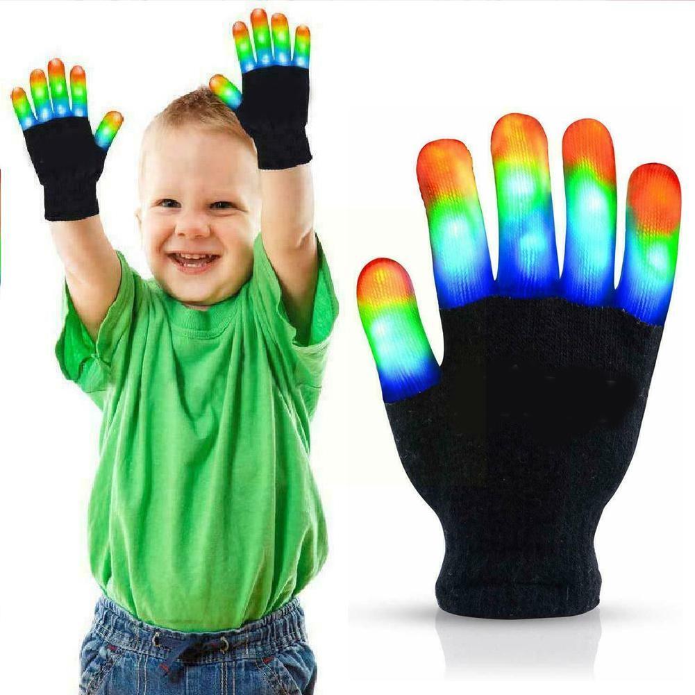 1 Paar Led Knippert Magische Handschoen Glow In The Dark Speelgoed Vinger Licht Party Novelty Speelgoed Up Toys Kid Voor kinderen Tip Volwassen Lig M6J0