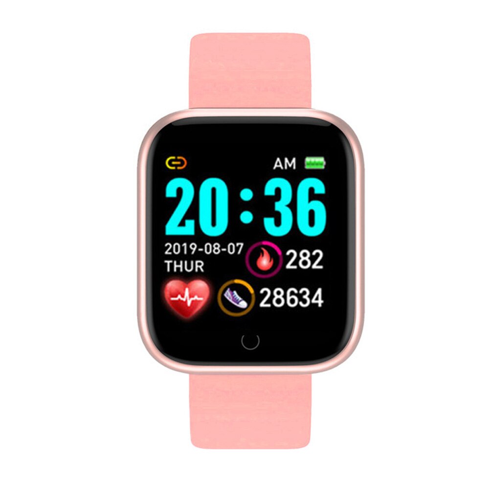 Y68 Smart Uhr Blutdruck Monitor Smart Uhr D20 Wasserdichte Sport Smartwatch Uhr für Android IOS: Rosa