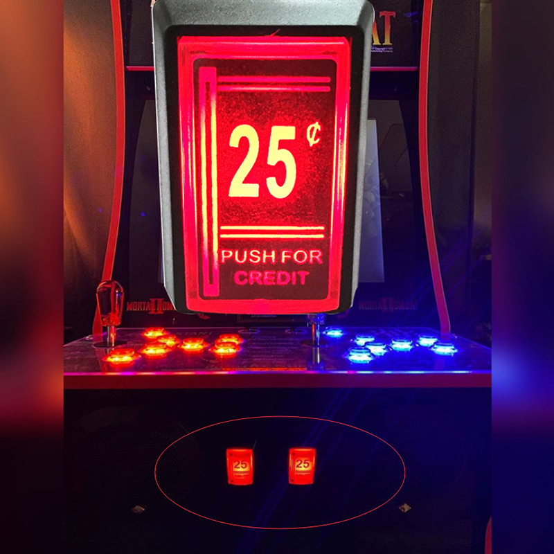 1 Stück 25 Cent rot drücken für Kredit Arkade Münzspiel LED drücken Taste mit Mikroschalter