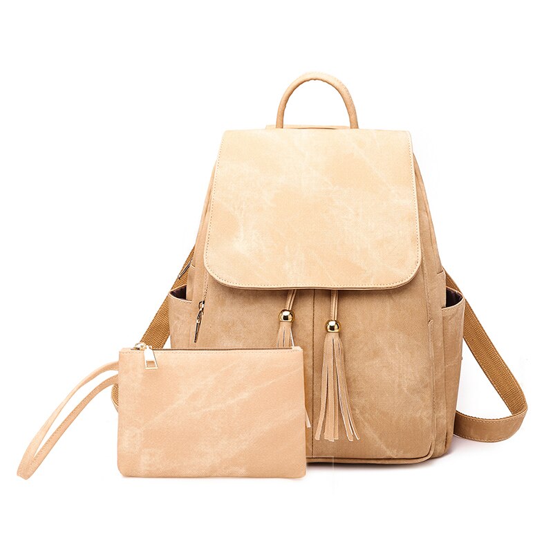 Hoge Capaciteit Luxe Leather School Rugzakken Vrouwelijke Vintage Rugzak Voor Meisjes Schooltas Reizen Rugzak: Khaki