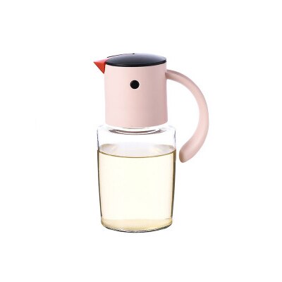 Kitchen Glass Oil Bottle Dispenser Automatic Opening Closing Home Bottles For Oil And Vinegar Honey Olive Oil Container: 320mL pink