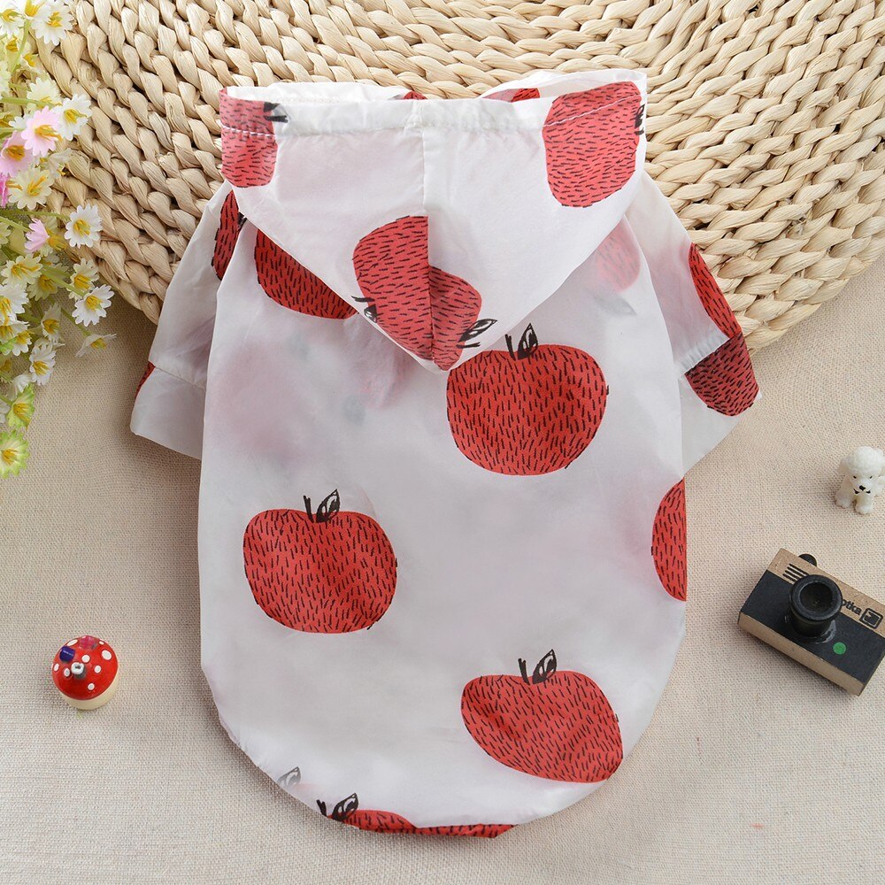 Summer Sun Protection Hoodie Small Dog Clothes Dog Raincoat Sun-proof Clothing For Small Medium Pets Fruit Printing Print Poncho: 2 / S