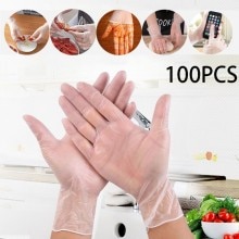 100 Pcs Disposable Gloves Of Transparent Vinyl TPE Gloves Latex-Free Gloves For Hairdressing Clean Laboratory Work Clean Tool