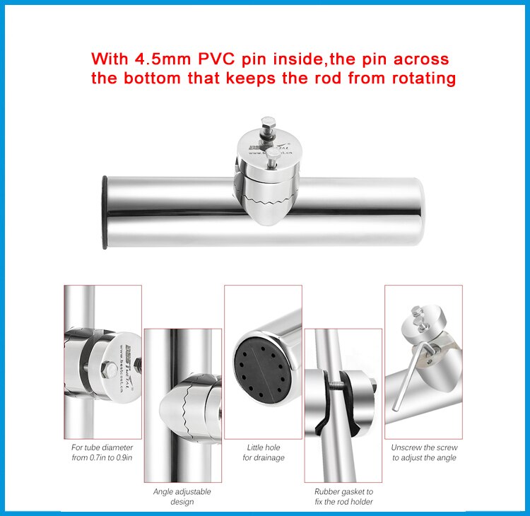 Rail Mount stainless steel 316 fishing rod rack holder pole bracket support with clamp on 3/4 to 1-1/4 inch marine boat hardware