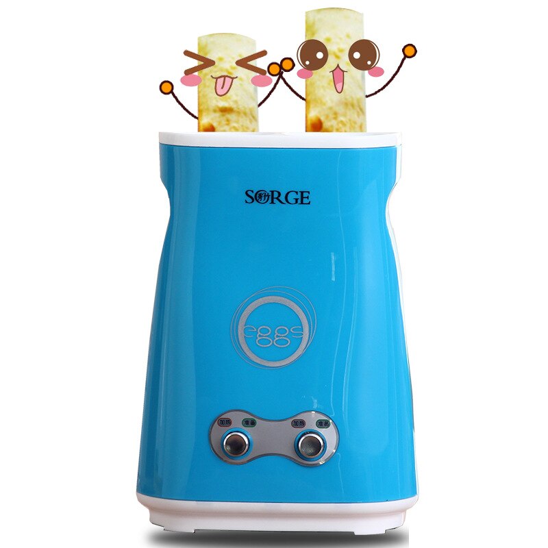 Máquina Eléctrica de doble rodillo de huevo de elevación automática para el hogar, herramienta de cocina, máquina maestra de tortilla para huevos, máquina de salchichas para el desayuno: Blue double cup