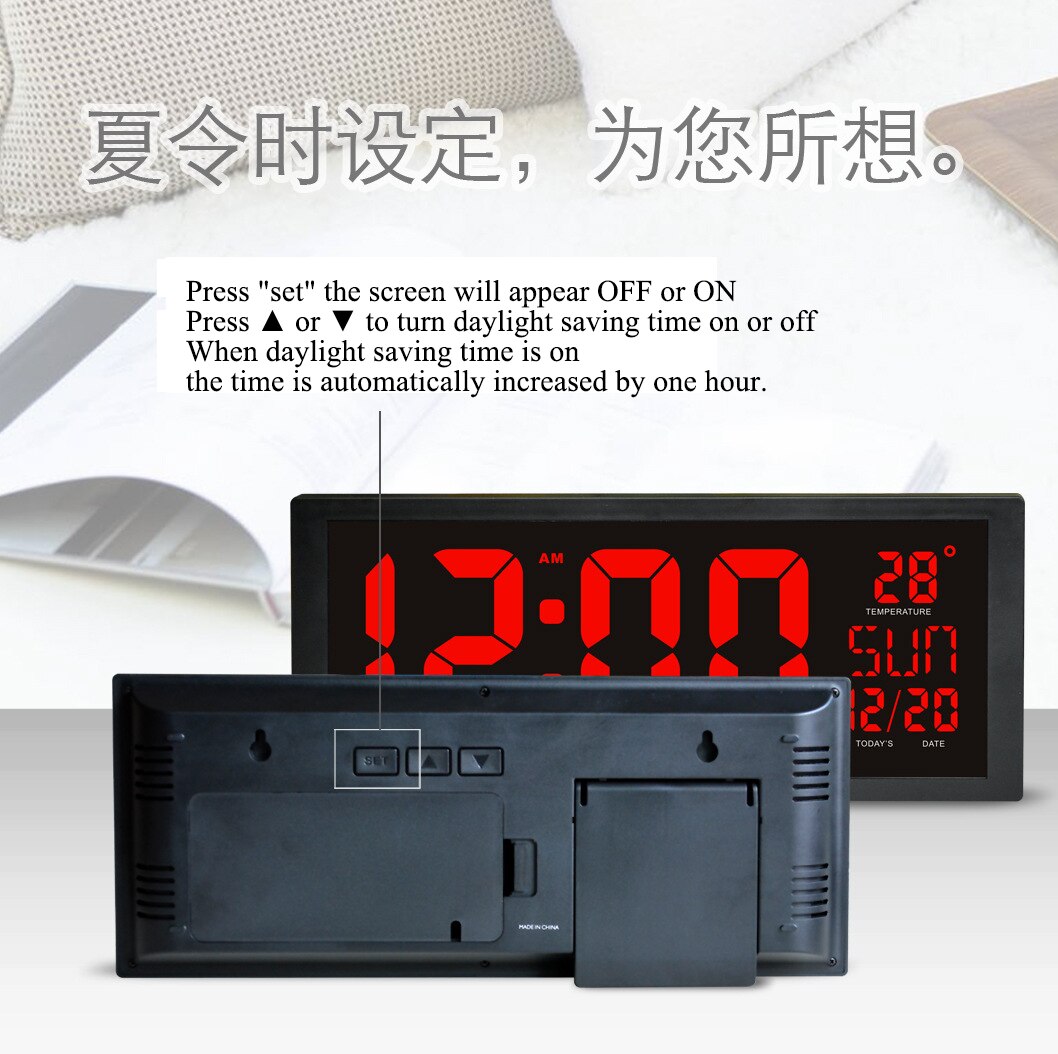 Large screen digital wall clock Electronic LED clock with thermometer memory function clock Living room decoration wall clock