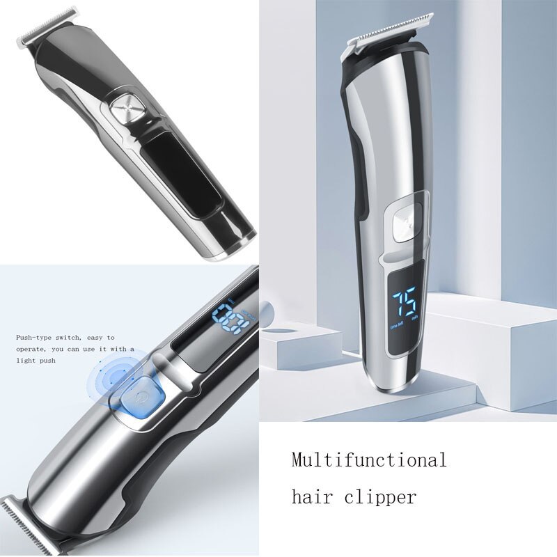 Baardtrimmer, draadloze tondeuse, snortrimmer voor mannen, waterdichte tondeuseset met led-display, bodygroomer