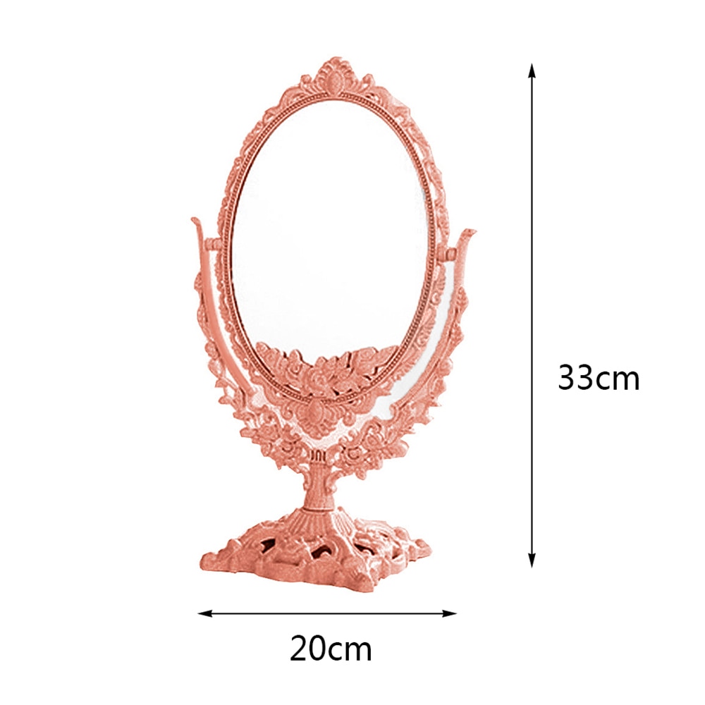 Europæisk retro makeup spejl blomstret oval rundt håndholdt spejl prinsesse makeup skønhedsværktøj til piger kvinder