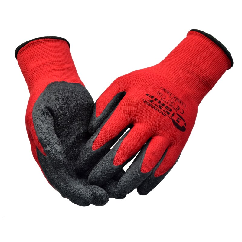 5 Pairs Non-slip Thicken Latex Coating Safety Work Gloves Palm Coated Gloves Mechanic Working Gloves For Garden Work: Red / M
