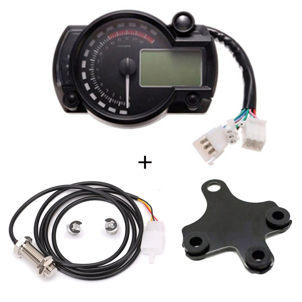 15000 rpm Motocicleta Moderna Digital Medidor de Luz Digital LCD Velocímetro Tacómetro Odómetro Ajustable 7 colores: With bracket