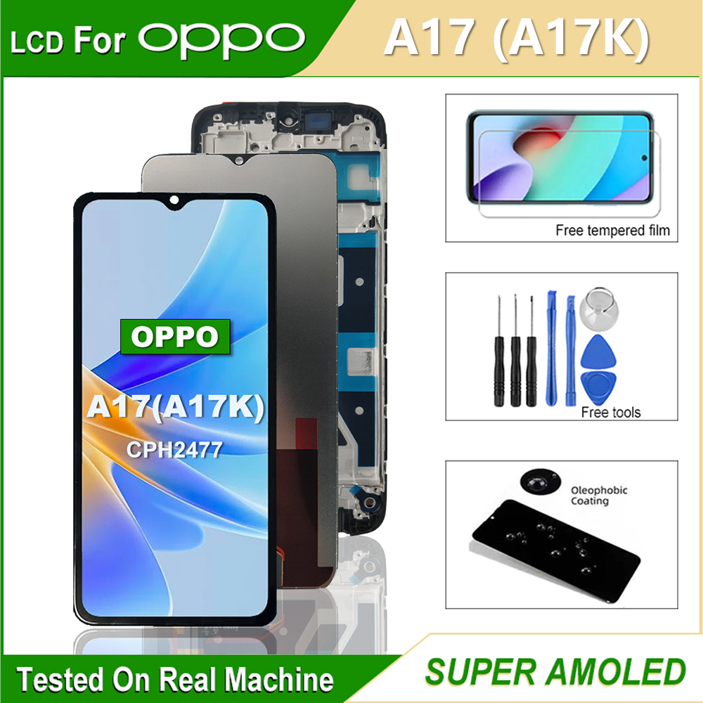 For oppo  a17 a17k lcd-skjerm berøringsskjerm digitaliseringsenhet for oppo  a17 a17k cph 2477 cph 2471 skjermutskifting