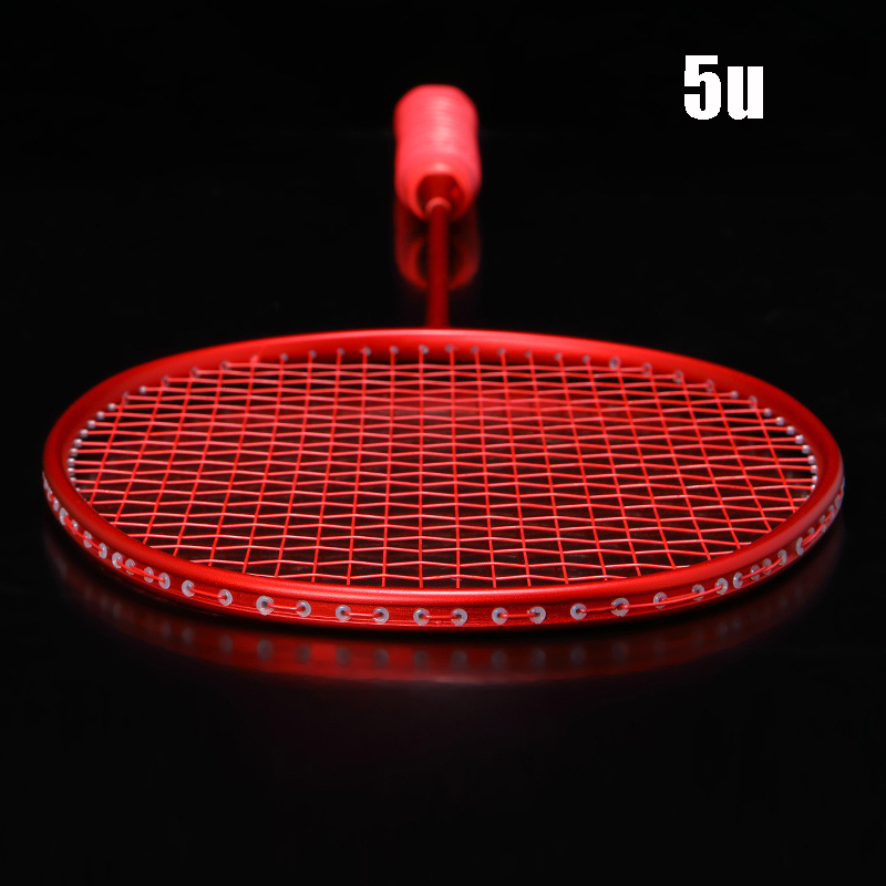 4U/5U Professionele Carbon Geïntegreerde Badminton Racket Ultra Licht Multicolor Enkele Shuttle Racket Voor Game Training -40: Red 5U