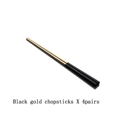 Stainless Steel Chopsticks Tongs Metal Chopsticks Set Square Chopsticks Food Grade Dinnerware Household Sumpits Tableware 4pairs: black gold chopstick