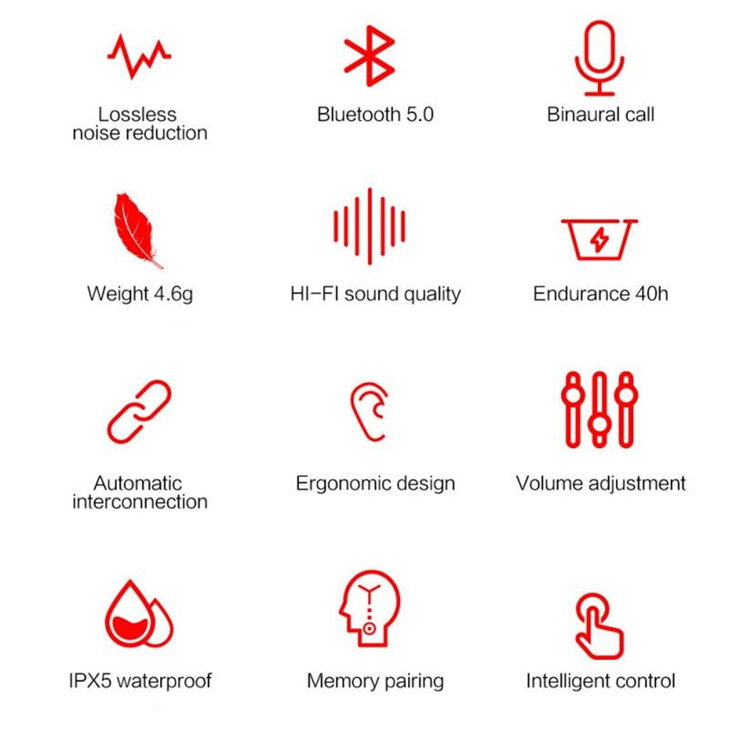 Wireless Earphones Twins Bluetooth 5.0 Headset Wireless Dual Headphones Stereo Earphones Earbuds