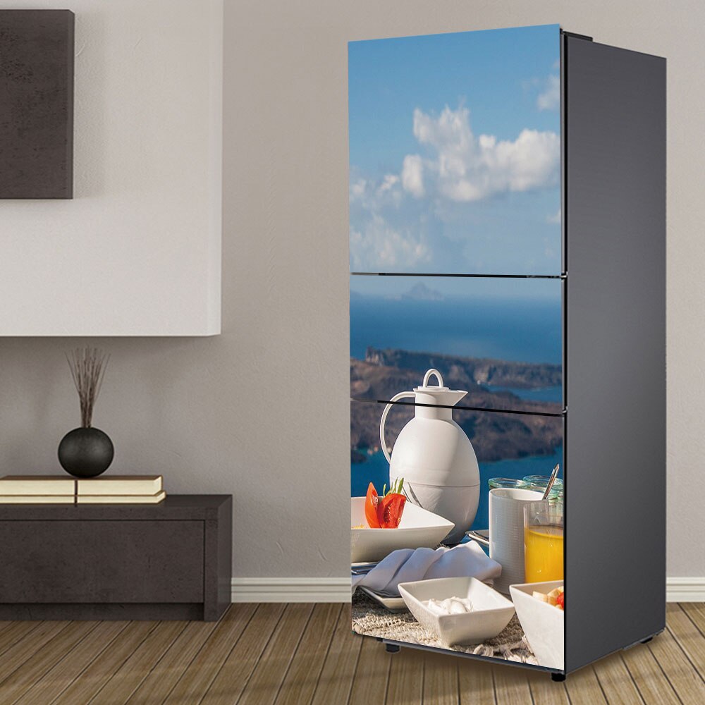 3D Fridge Stickers Door Cover Refrigerator Wallpaper Self-adhesive Freezer Line Vinyl Film Decor Decal Art Mural Kitchen: H / 60x150cm