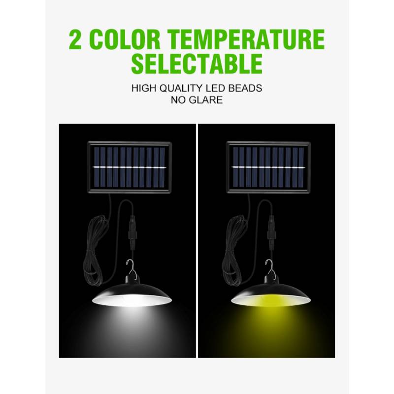 Single Double Head Solar Pendant Light Outdoor Indoor Split Solar Shed Light Remote Power Cord Garden LED Spotlight Street Light