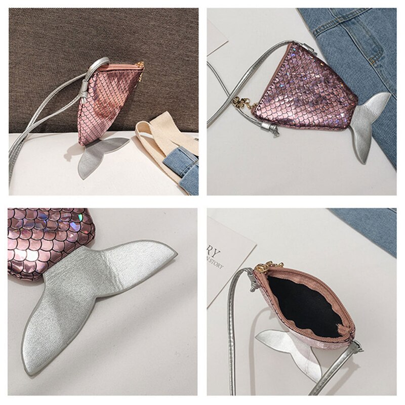 Dziewczęce torby na ramię syrenka mini Crossbody moneta torebka etui z miejscem na karty