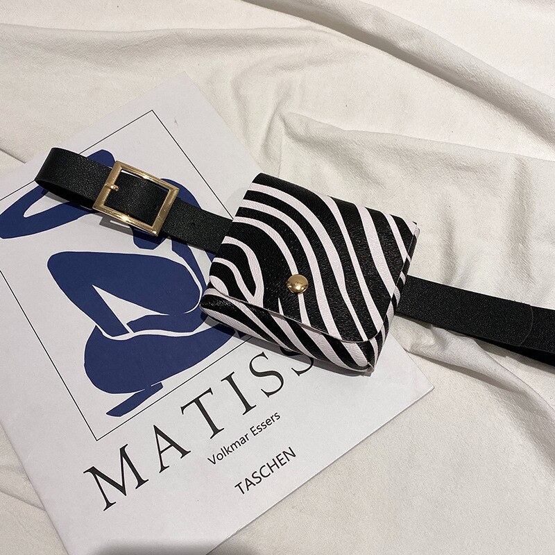 BANKUO-Bolso de piel sintética con estampado de cebra leopardo y ladridos para mujer, riñonera con solapa para lápiz labial, Z313: Zebra pattern