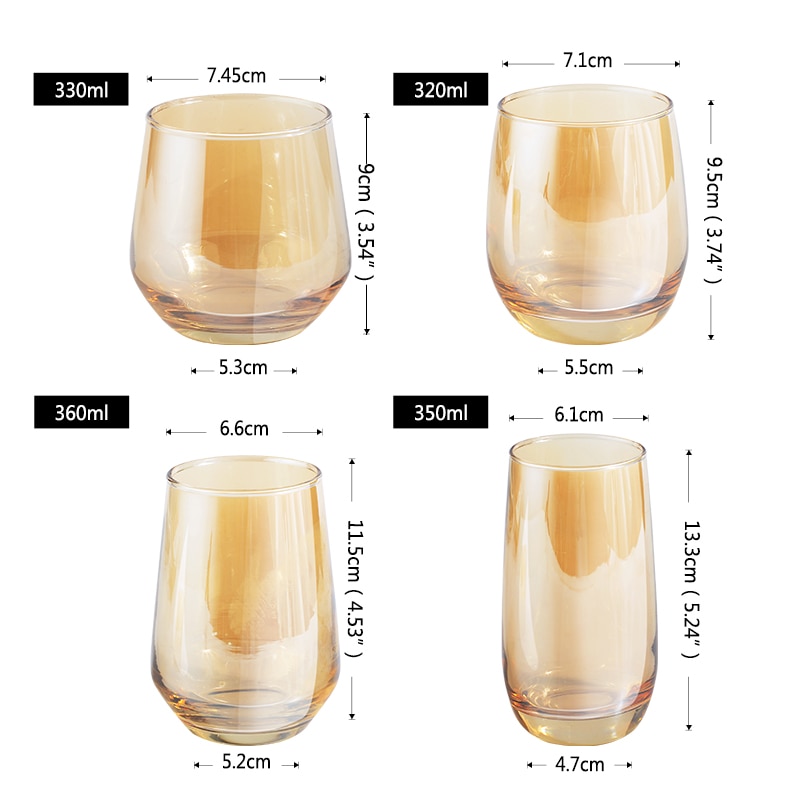 Gobelet à eau en verre, artisanal rond, plaqué or, verre à vin, grande capacité, verres à jus, whisky, Vodka, pour Bar et Restaurant