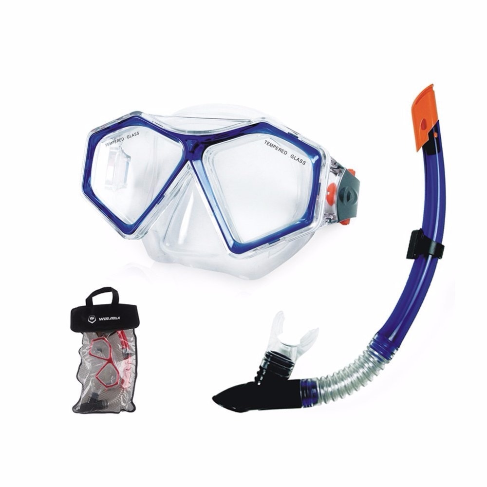 Ensemble de plongée avec masque et tuba, taille unique, couleur bleue