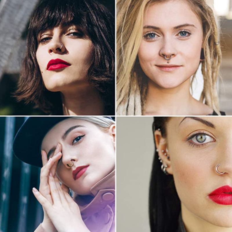 Pack de clous de nez en acier inoxydable, 40/60 pièces, cerceau de perçage de nez en cristal en vrac, ensemble d'anneaux de nez en forme de L, Piercing courbé, bijoux pour le corps