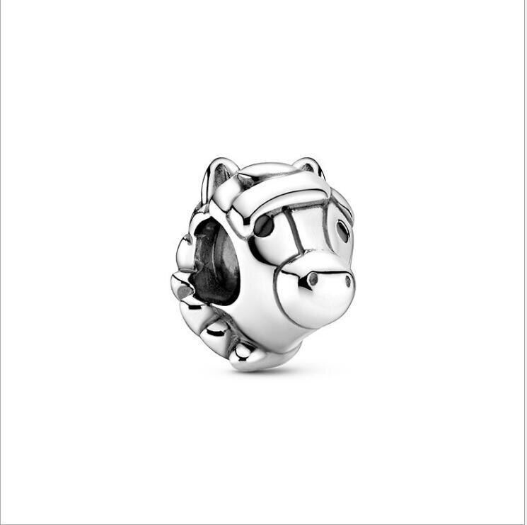 925 Sterling Silver Beads Animal Lion Snake Llama Fox Dog Charm Fit Pan Bangle Bracelet DIY Women Jewelry: Horse