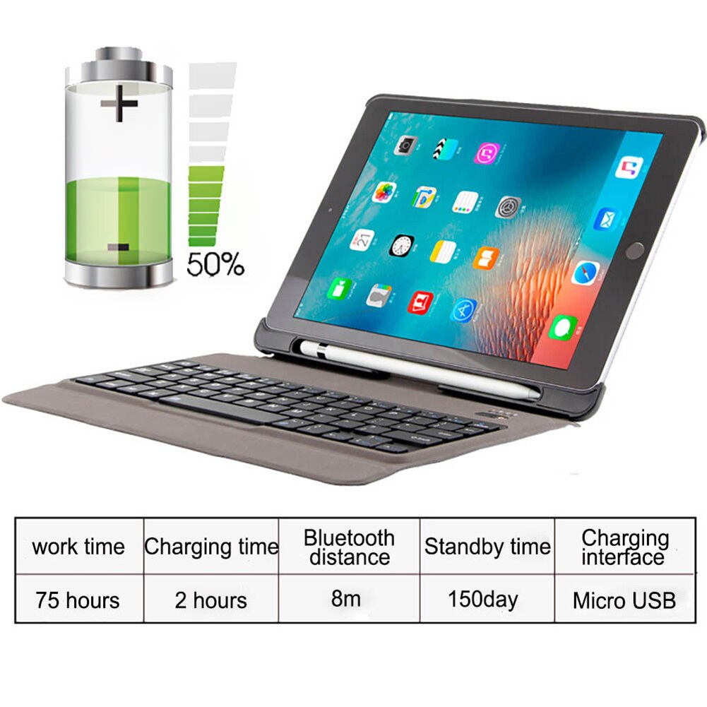 Backlit Detachable Keyboard for iPad 9.7 inch Air Air2 5th 6th 5 6 Case PU Leather Protective Cover for iPad Pro 9.7"