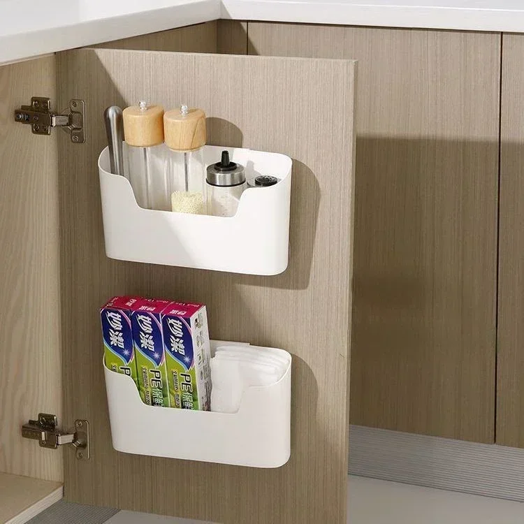 Kitchen Wall-mounted Multifunctional Adhesive Storage Rack Cabinet Door Storage Box Under Sink Drawer Shelf Bathroom Organizer